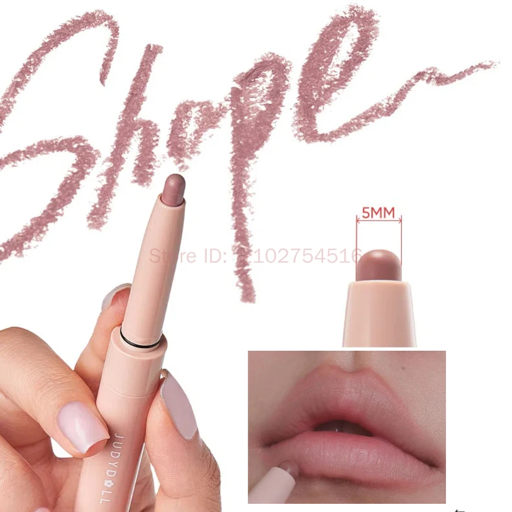 Judydoll Double Head Lip Gloss Lip Liner 2-in-1 Mirror Water Gloss Red Contour Makeup Waterproof Long Lasting Lipstick Cosmetics