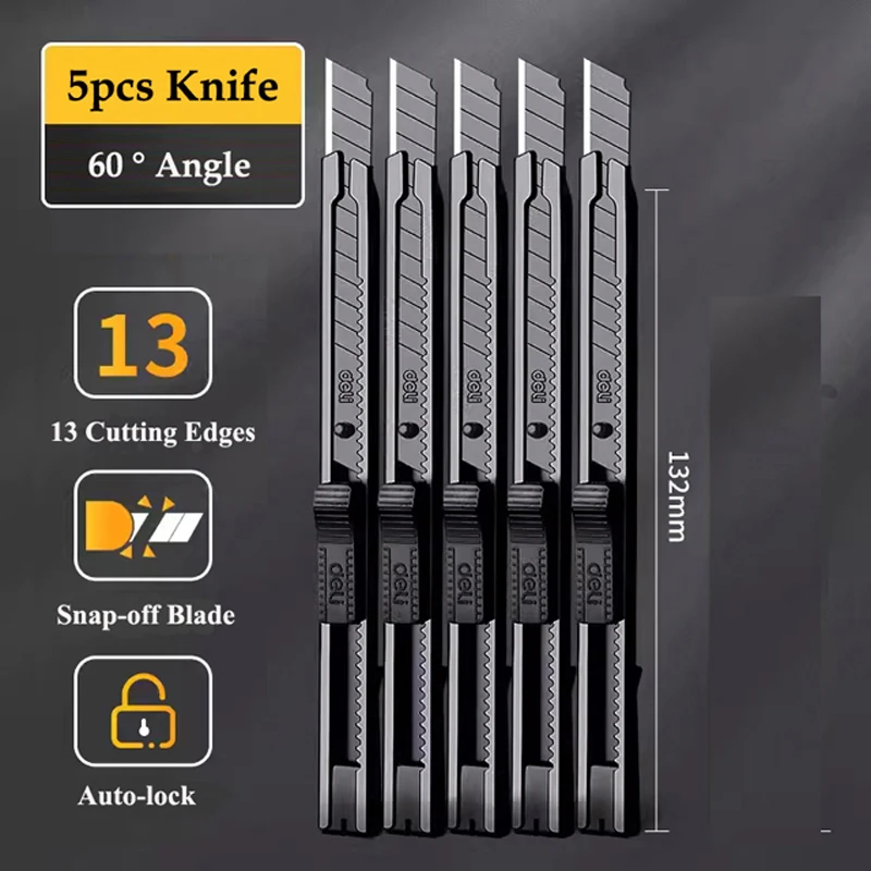 Utility knife box cutter cutting knife 9mm snap off steel blade stainless steel body