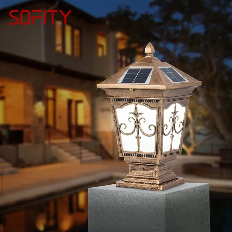 

SOFITY Outdoor Solar Post Light Modern Patio Pillar LED Waterproof Lighting For Lawn Garden Fence Gate Porch Courtyard