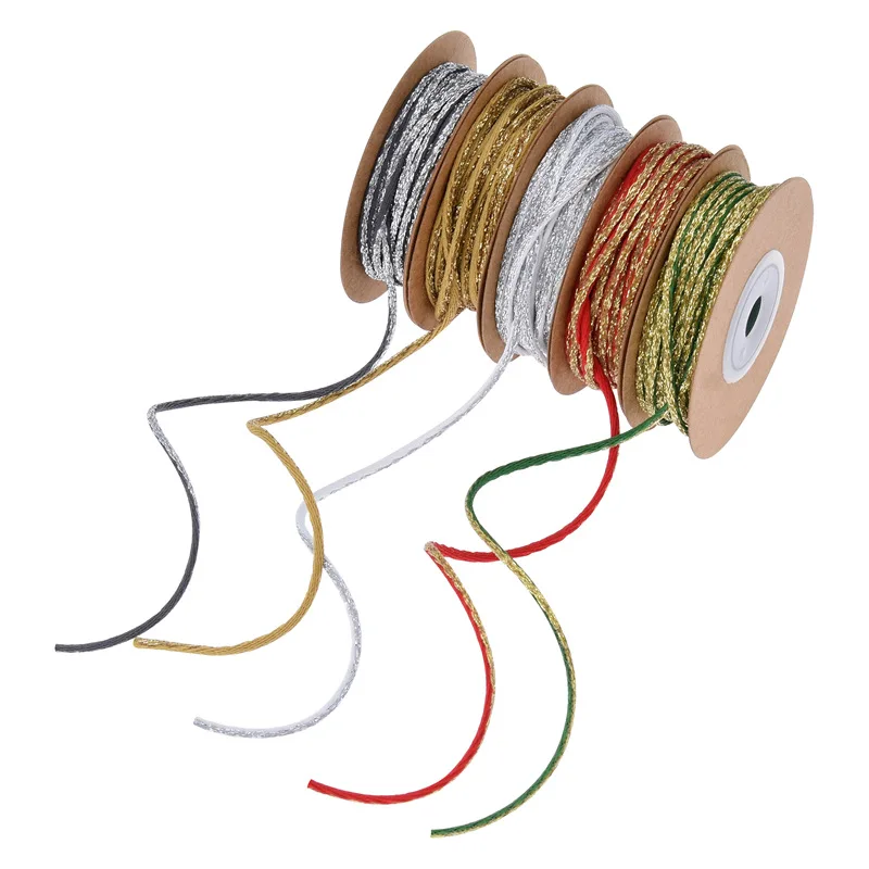2mm Combined Gold ribbons Chrismtmas Gift pack ribbons new year wedding birthday home decoration DIY festival Bowtie handcrafts