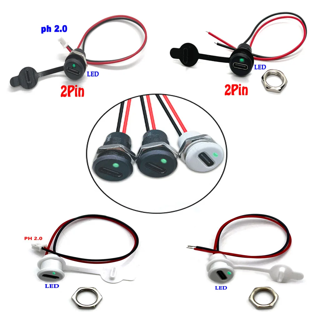 100pc-usb-c-high-current-charging-socket-with-nut-snap-lock-plate-type-c-led-lamp-female-type-c-waterproof-female-connector-jack