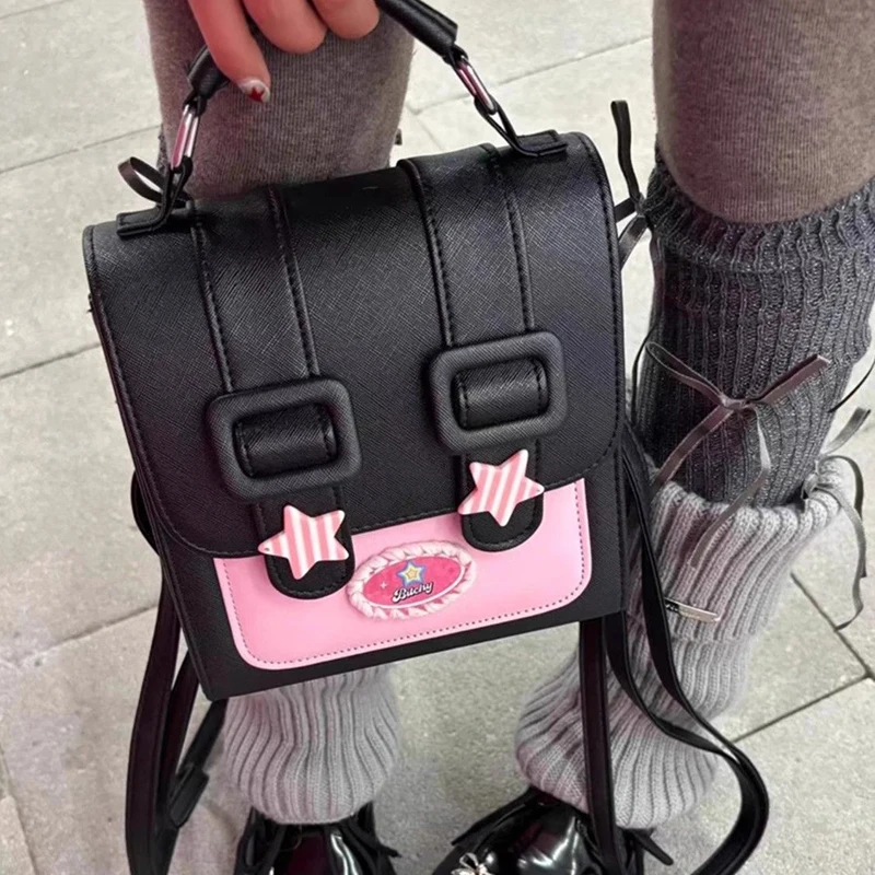 

HAEX Y2K Women Backpacks Fashion 2024 New Trend Star Patchwork Mini Mochilas Para Mujer Harajuku Subculture Small Bolso Mujer