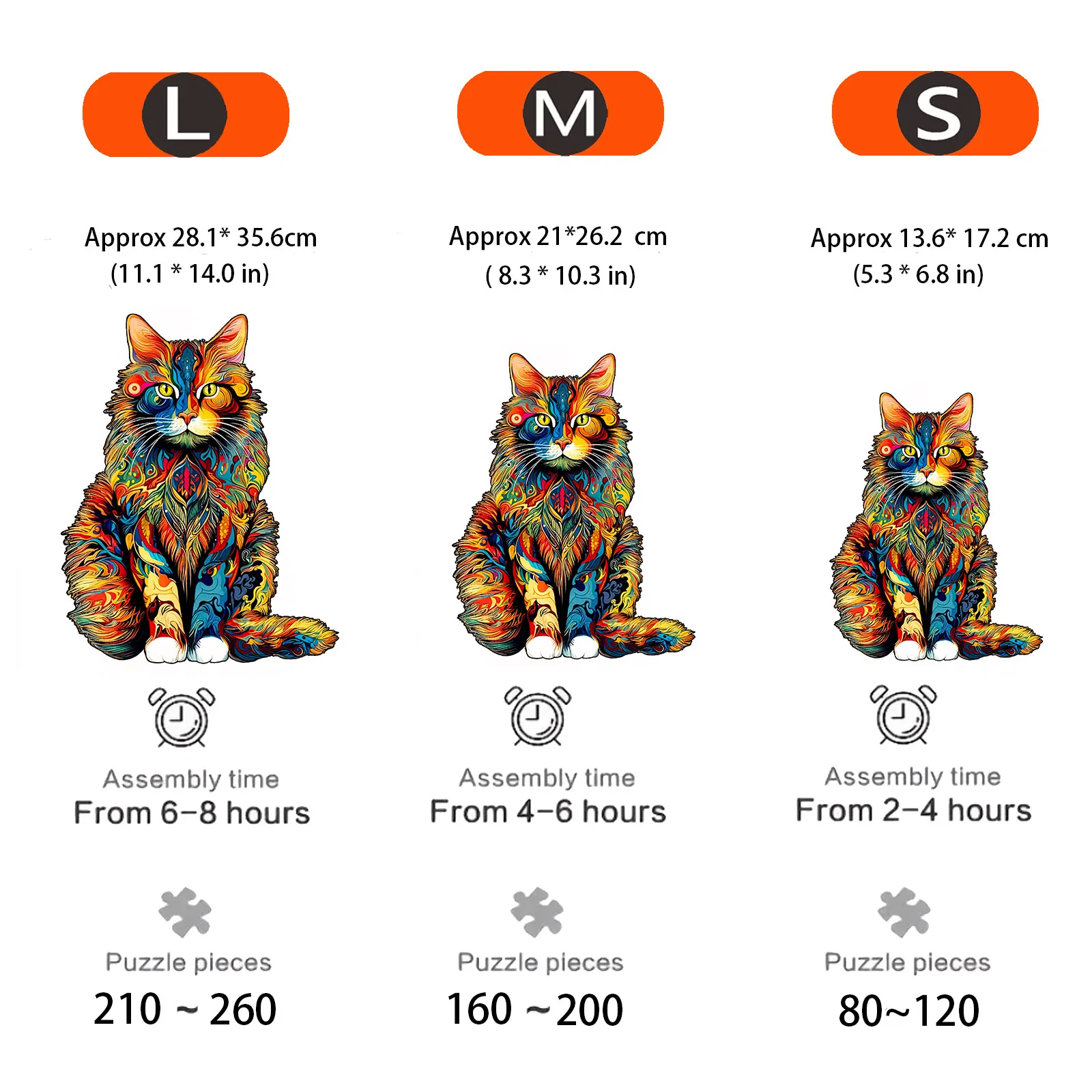 unique Cat Pattern Wooden Puzzle,Irregular Animal Shapes,  Leisure toys, The Gift for Halloween, Christmas, Birthday. 2
