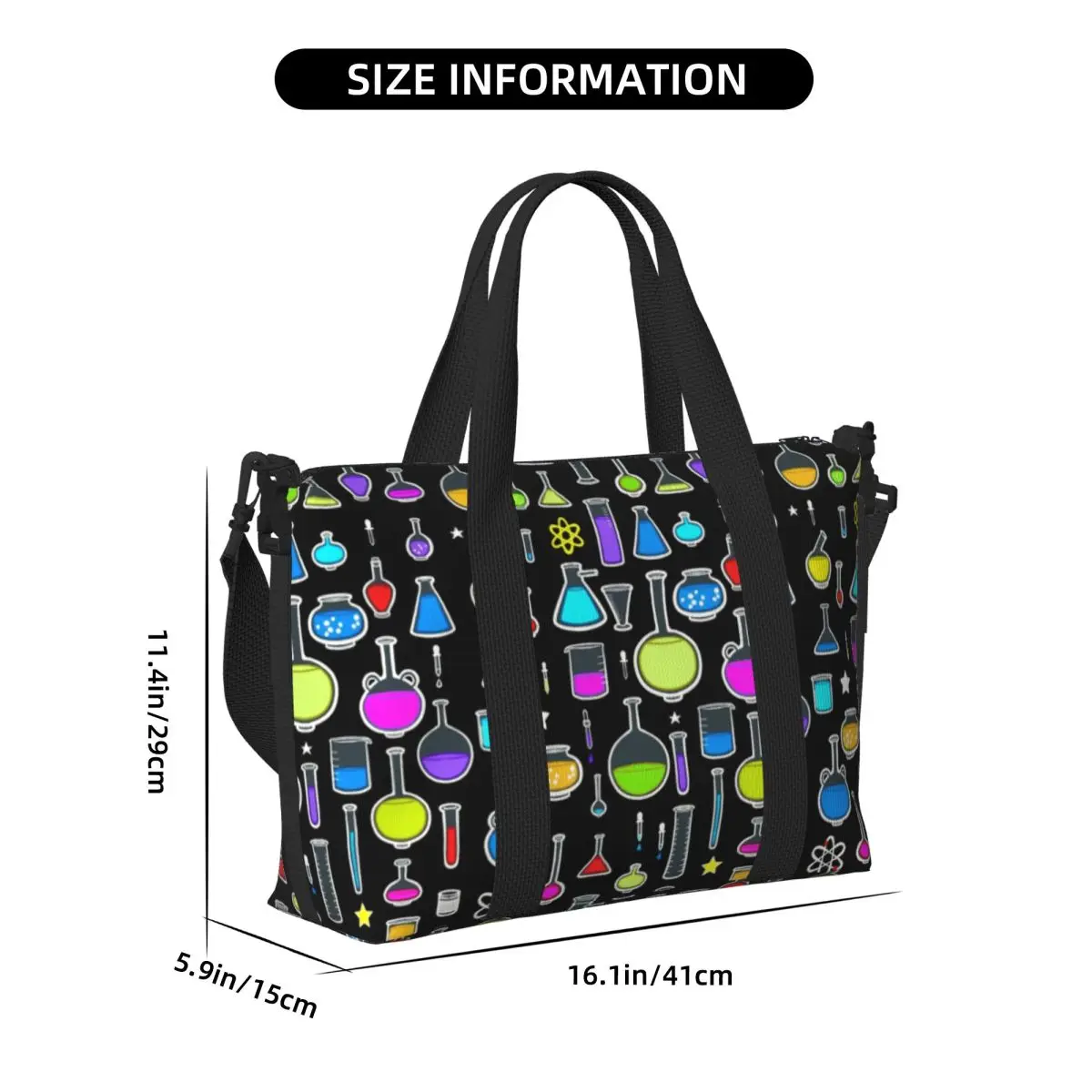 Beakers Laboratory Technology Tote Bag for Women Big Capacity Science Chemistry Beach Gym Travel Bags