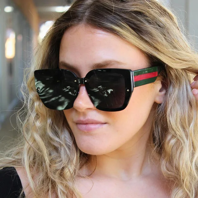 Lunettes de soleil à grande monture pour femmes et hommes, en plastique polygonal, Style de marque carré, Vintage rétro, surdimensionnées, UV400 1