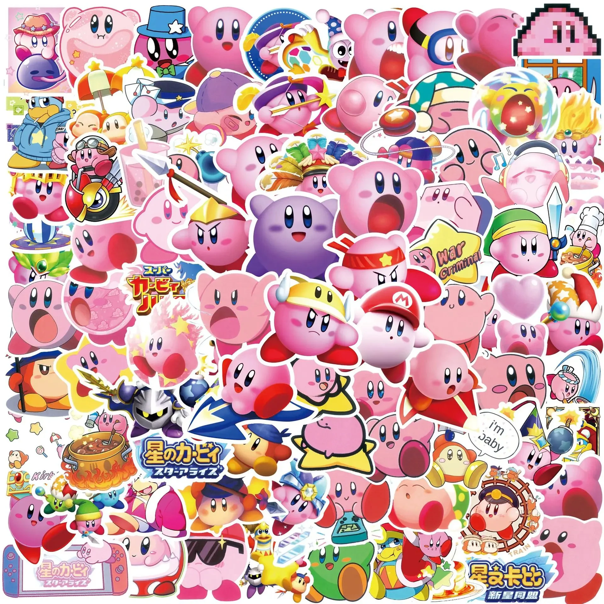 

100 шт. стикеры Kirby, Аниме игра, скейтборд, холодильник, Kirby's Dream Land, милые Мультяшные детские игрушки, стикеры в подарок