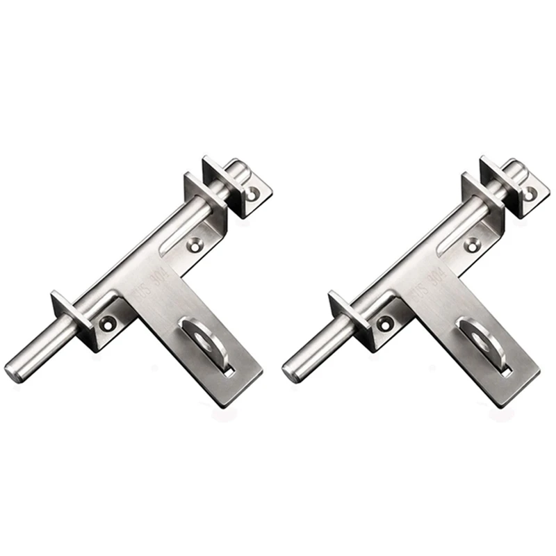 

2X Stainless Steel Bolt 304 Heavy-Duty Left And Right Bolts Sliding Bolt Door Lock Latch