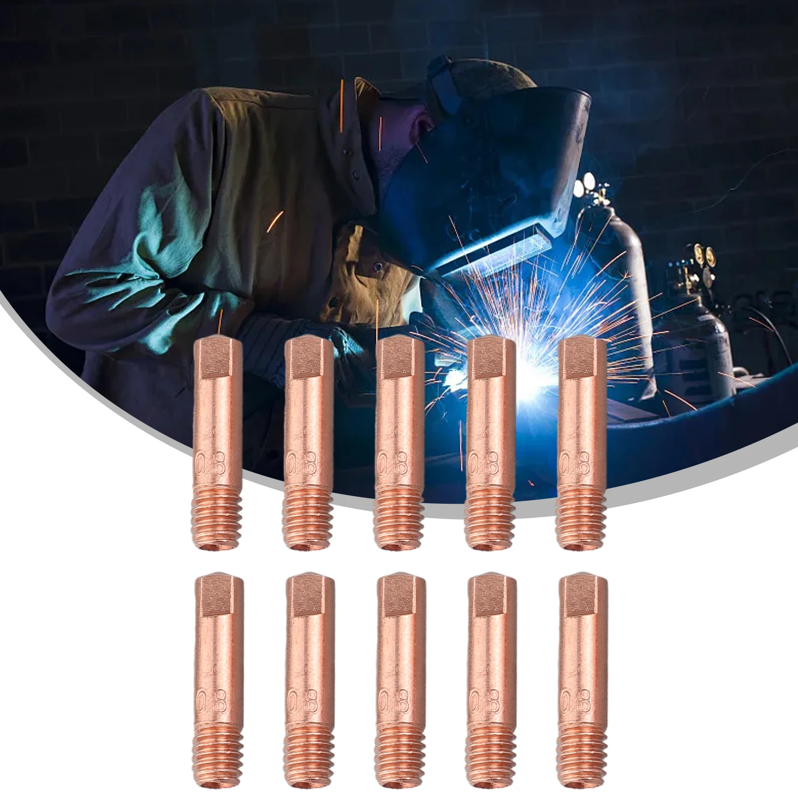 

10pcs MIG/MAG Welding Torch Tips Holder Gas Nozzle 0.8mm/1.0mm/1.2mm Apertures For MB-15AK Welding Torches Power Tool Accessory
