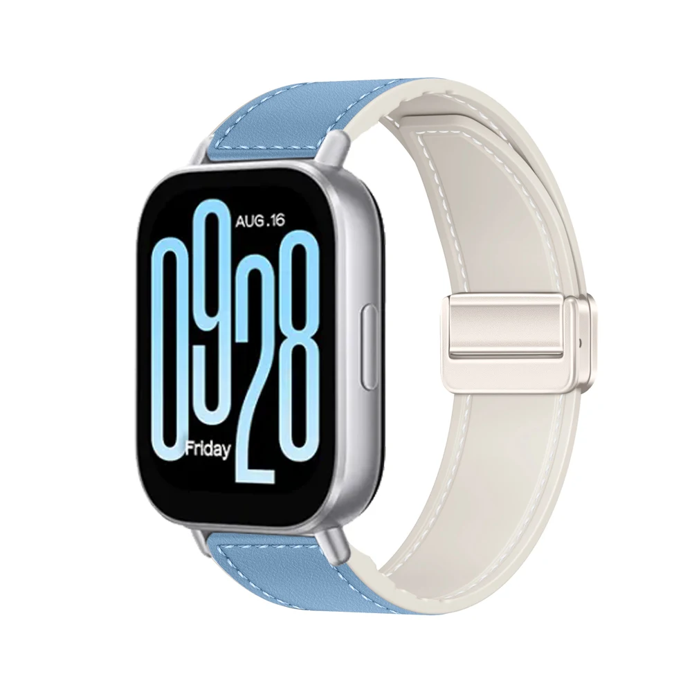 Silicone and Leather Magnetic Buckle Wristband - 22mm/20mm Strap