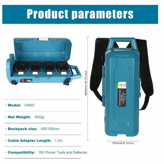 Mochila de fonte de alimentação para ferramentas elétricas sem fio