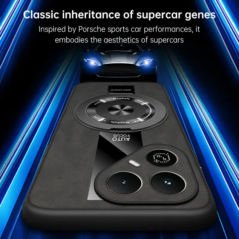 High-End Leather 360° Rotation Magnetic Stand Anti-Fall Case