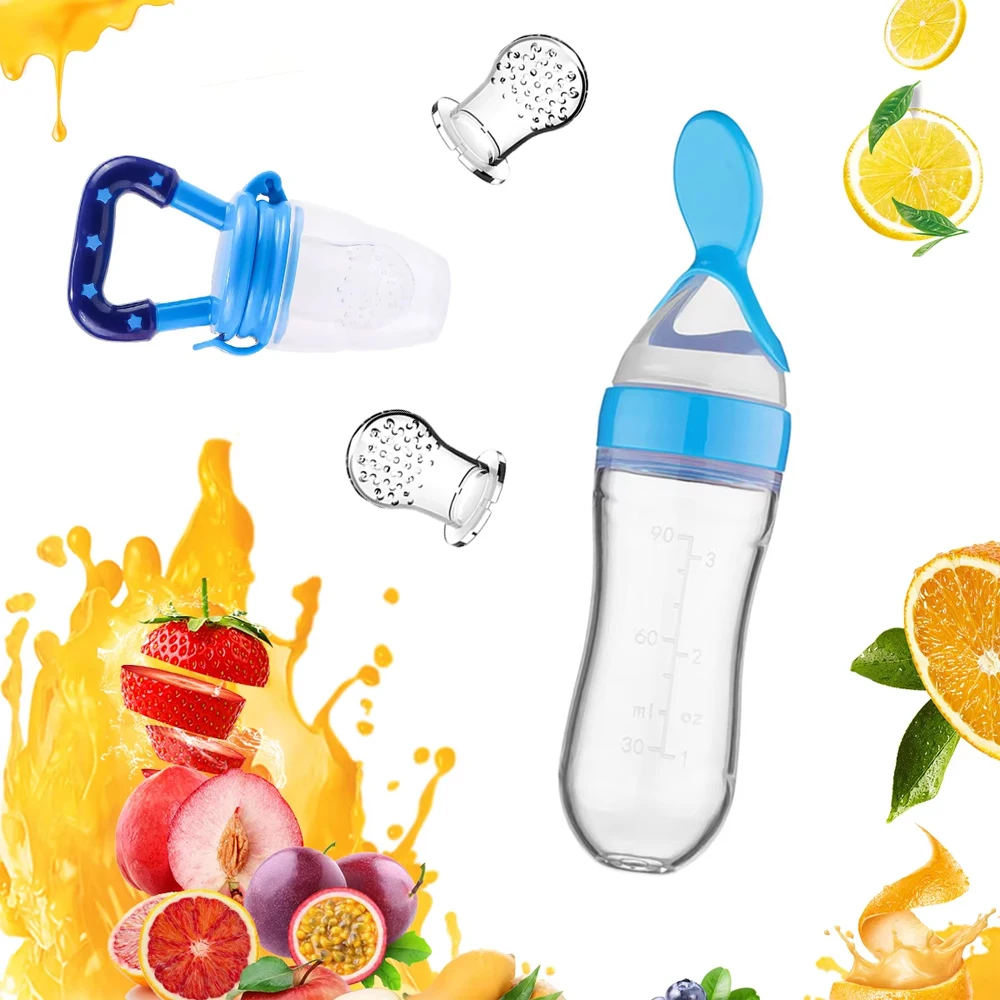 Newborn Pacifier Training Rice Spoon1Pcs Squeeze Bottle Cup Silicone Feeding Tableware Baby Cereal Complementary Feeder