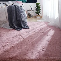 Modern Home Decor Artificial Rabbit Carpet Living Room Soft Fluffy Plush Rugs Children Bedroom Mat Non-slip Faux Fur Carpet Gray 1