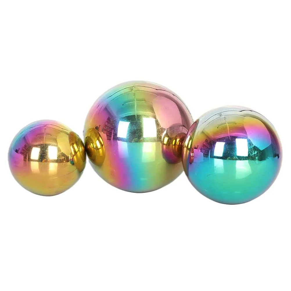 

Outdoor Rainbow Garden Balls Stainless Steel Reflective Garden Globe Mirror Gazing Polished Ball Garden Decor Shiny Sphere