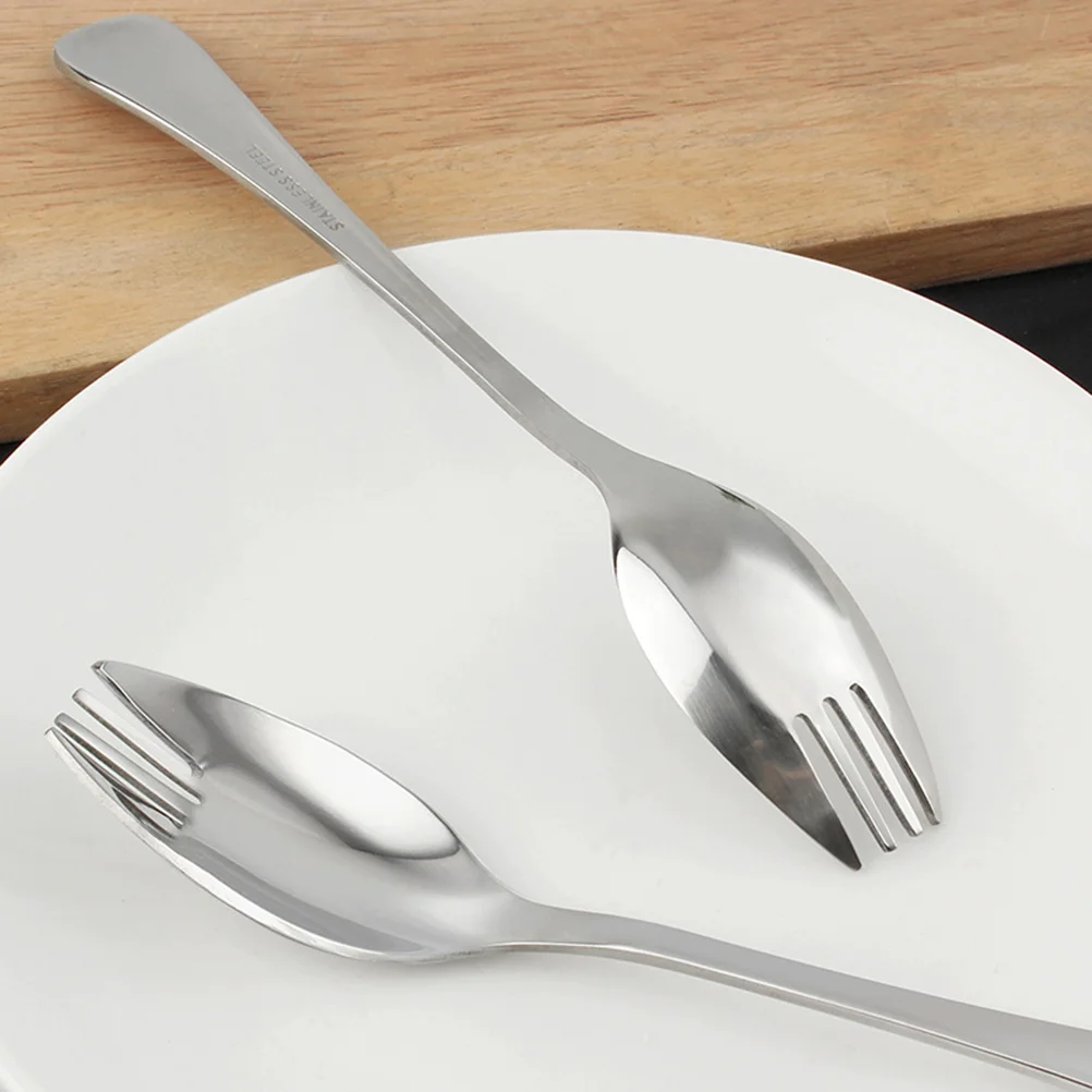 

Outdoors Tools Salad Creative Portable Fork Spoon Stainless Steel Dual-purpose Spoon Picnic Spoon