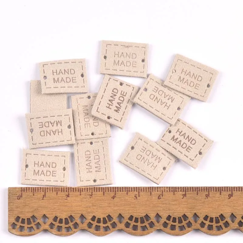 20Pcs 2x1.6cm PU Cloth Handmade Embossed Tags DIY Flag Label For Garment Sewing Accessories cp3433
