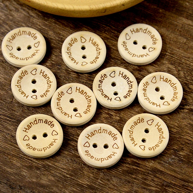 Wood Sewing Buttons Scrapbooking Handmade