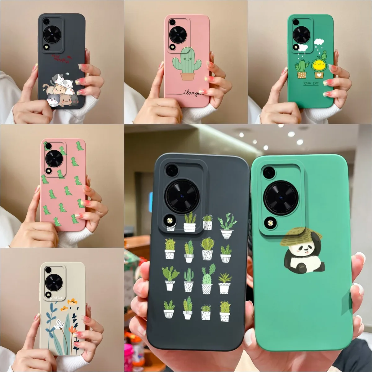 Cartoon Cactus Matte Silicone Protective Phone Case