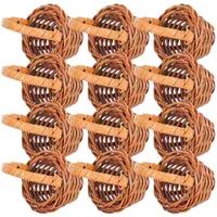 12pcs Mini Woven Basket Flower Storage Basket Dollhouse Flower Basket Small Easter Candy Gift Container Party Favor Decor Box 1