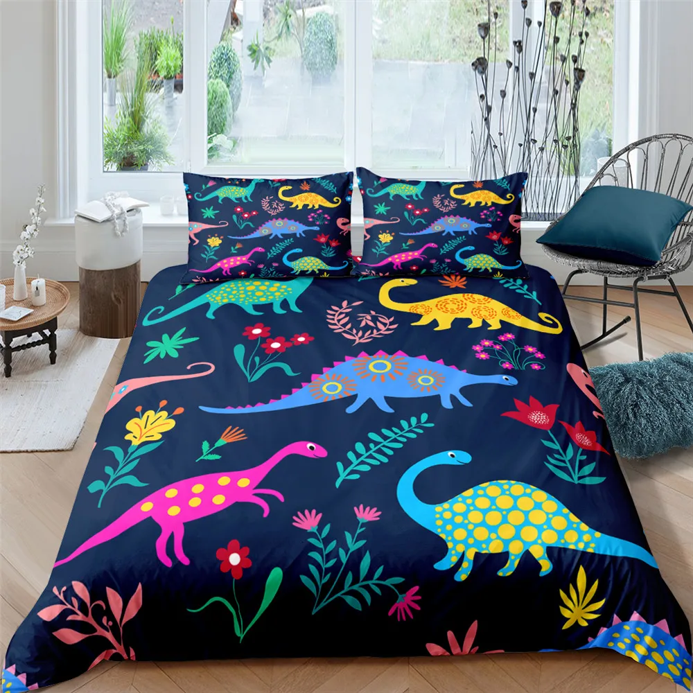 Cute Cartoon Dinosaur Print Polyester Bedding Sets 2