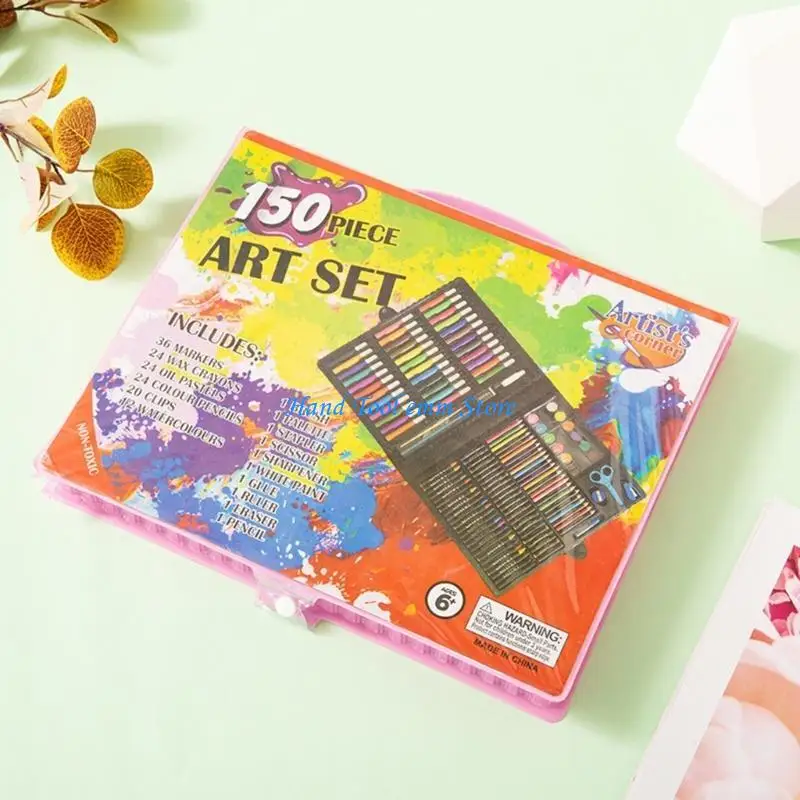 H37F 150Pcs 아트 세트 휴대용 드로잉 그림 미술 용품 ??선물 어린이 청소년 색칠