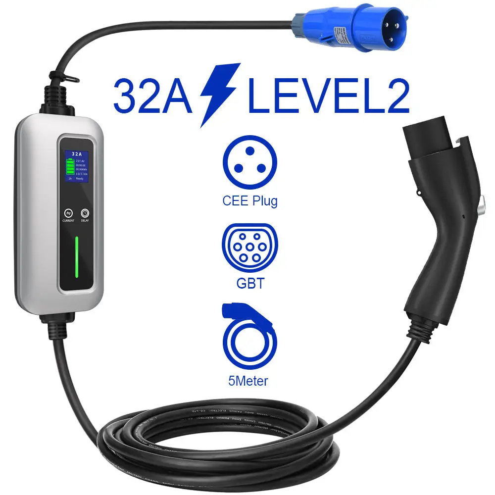 

32A Level 2 EV Charger GBT Male Plug Cable EVSE Charger Convertor Adapter For GBT Electric Vehicle Car Charging Station CEE plug