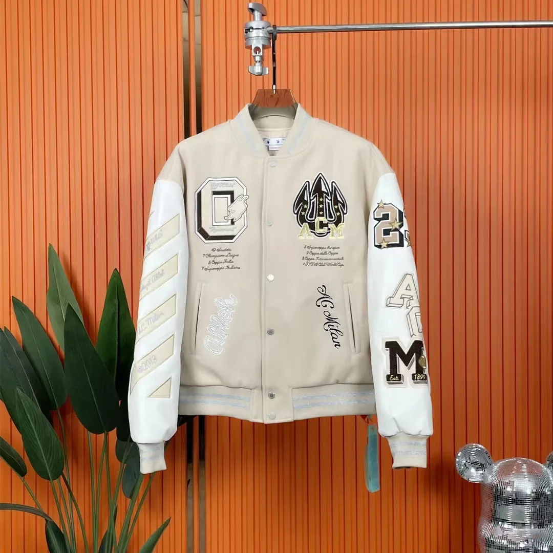 

Autumn/Winter New Letter Embroidered Leather Baseball Jacket for men Street Hip-hop Retro Baseball Uniform All-match Jacket Top