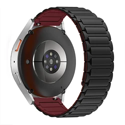 Magnetic Silicone Bracelet Band, 20mm/22mm Strap - Universal Fit - 22mm watch strap (Black - wine red)