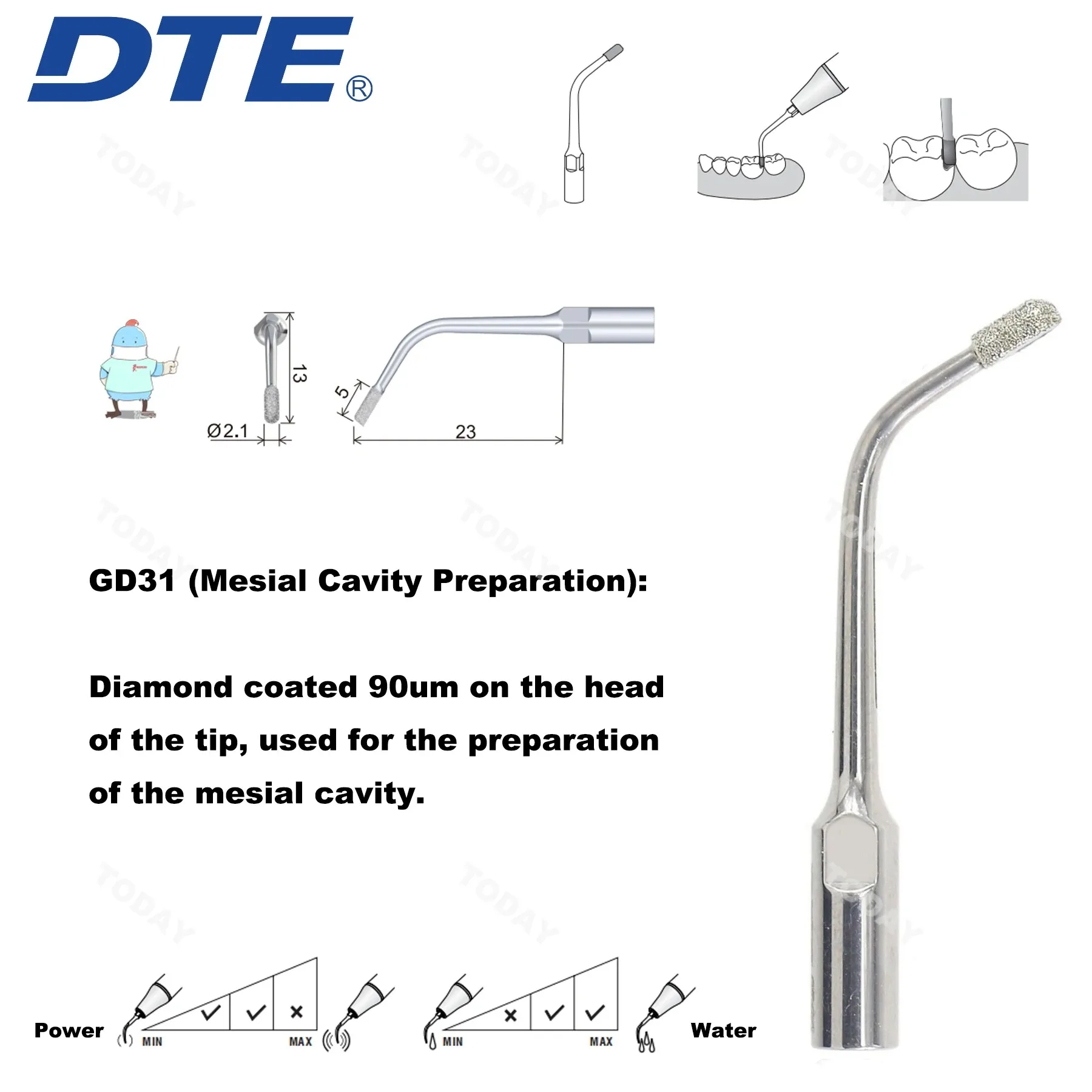 Embout Ultrasonique Dentaire Woodpecker PD1 - Compatible SATELEC, ACTEON, NSK - Neuf