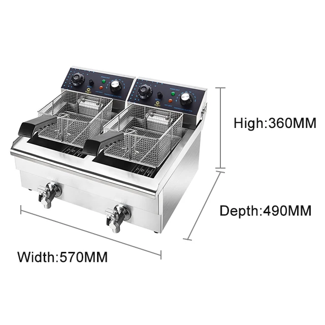 High Quality Countertop Double Tanks Commercial Potato Chips Chicken Electric Deep Fryer