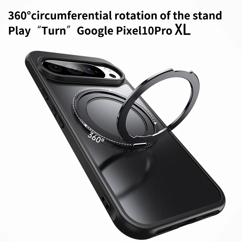 Transparent Shockproof Phone Case with Magnetic Rotate Bracket and MagSafe Compatibility