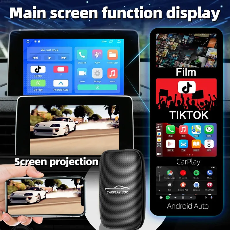 5 in 1 Smart Ai Box TV BOX Plug&Play Wireless Android Auto Carplay Adapter 2G+16G Android system Navigation For Netflix YouTube