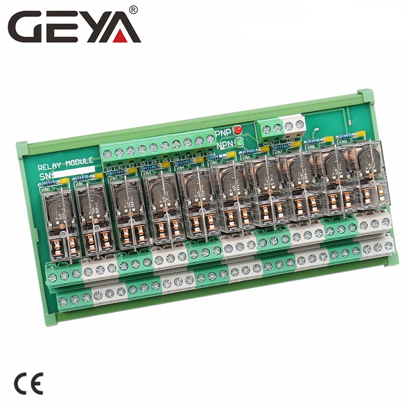 Geya 2ng2r Dpdt Relé 10 Canal Módulo de Relé 2no 2nc Plug in Relé 12v 24v