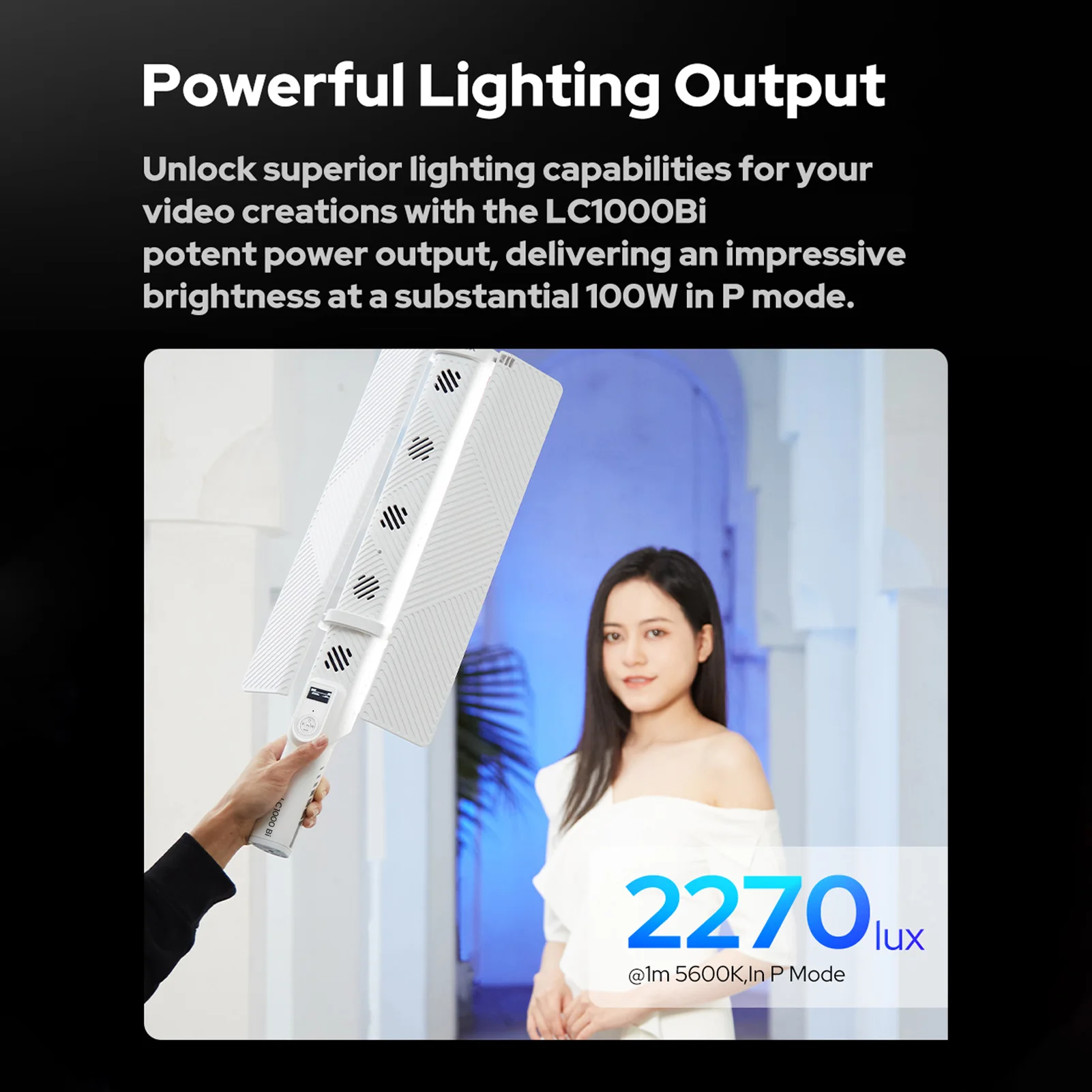 Godox 휴대용 라이트 스틱 LED 비디오 라이트 지팡이, Vlog 비디오 녹화 사진 촬영용 반도어 포함, 2500K-8500K, LC1000Bi, 100W