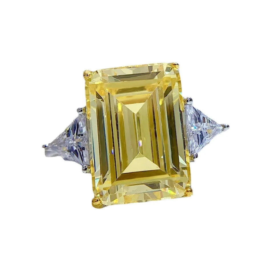 

Новинка, серебряное кольцо S925, обручальное кольцо с изумрудной огранкой, прямоугольным бриллиантом в сказочном стиле, 10*14 мм, кольцо с бриллиантами