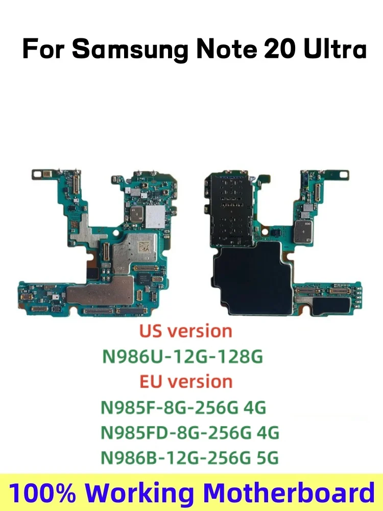 لوحة أم غير مقفلة لـ Samsung Galaxy Note 20 Ultra ، لوحة منطقية ، 4G ، N980F ، N985F ، N986B ، N986U ، N981U ، N981B ، تم اختبارها