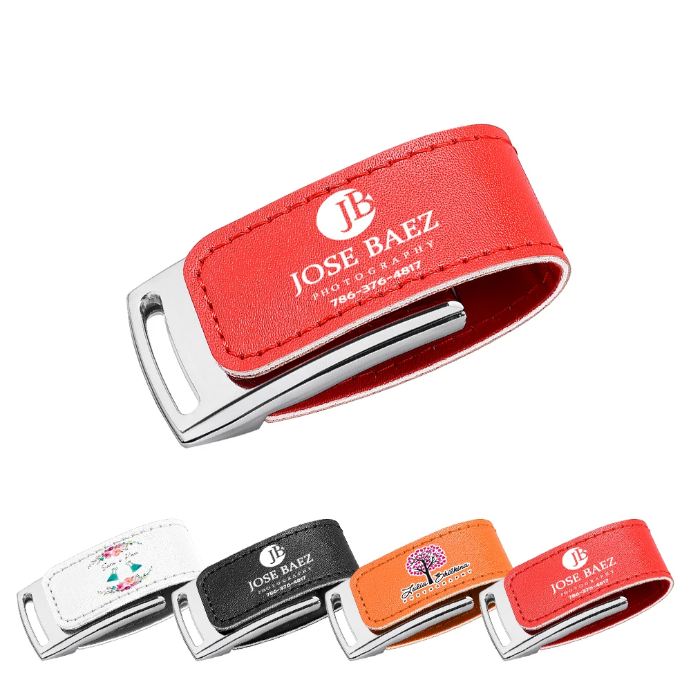 무료 사용자 정의 로고 가죽 USB 3.0 플래시 드라이브 4GB 8GB 16GB 32GB 64GB 128GB 웨딩 사진 펜 드라이브 상자 메모리 스틱 U 디스크