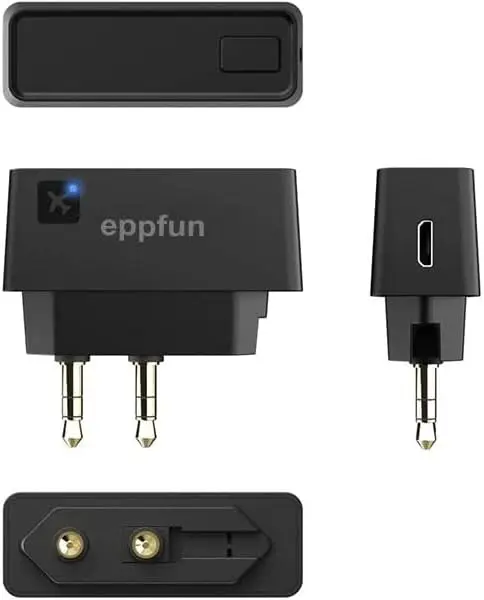 Eppfun-transmisor de avión AK3046E con Bluetooth 5,0, adaptador de Audio con conector de 3,5mm, Dongle para auriculares