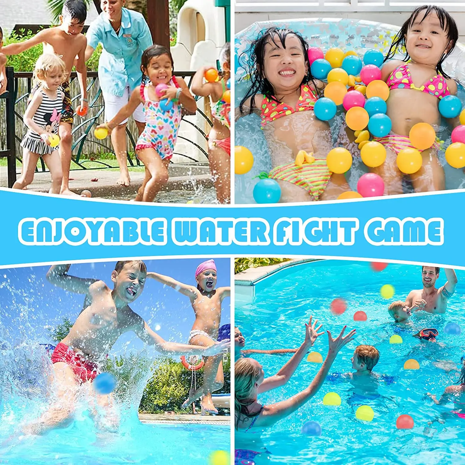 12 Pack Reusable Water Balloons Self Sealing Quick Fill Water bomb Splash Ball Toys Party Supplies for Summer Outdoor Pool Party