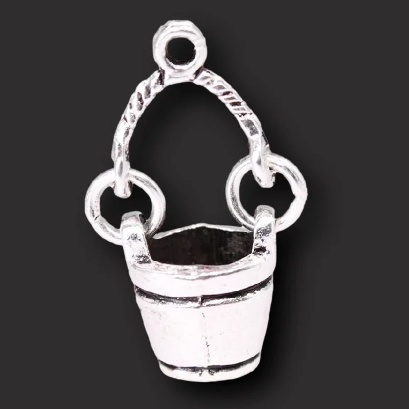 

12pcs Silver Plated( Can Shake) 3D Bucket Pendant DIY Charm Earrings Bracelet Jewelry Crafts Metal Accessories T1613
