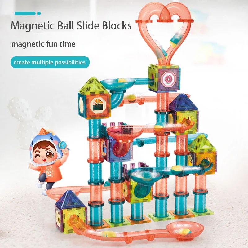 LED Magnetic Blocks Track Building Brick Bead Ball Children Toys Construction Competition Running Pipeline magnetic building blocks,magnetic assembly toy