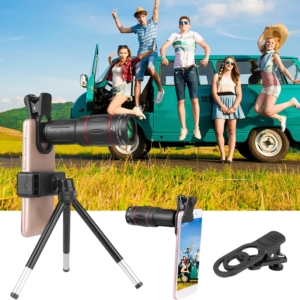 18X Telephoto Phone Lens with Tripod Universal External Zoom Camera Lens Long Focus Telephoto Lens for Picture Video Taking
