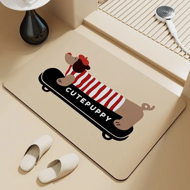 Tappetino assorbente per cuccioli bassotto, fango diatomee, porta del bagno, poggiapiedi, WC antiscivolo, porta del WC, simpatico poggiapiedi - immagine 3
