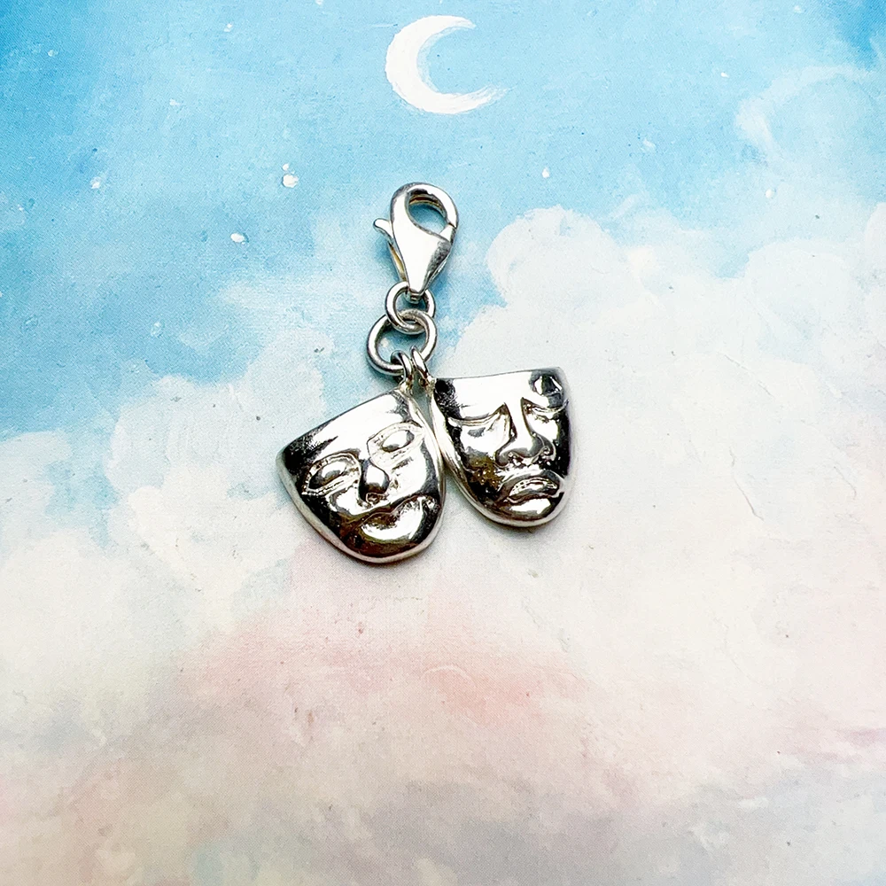 Ciondolo Maschera Teatro Argento Sterling 925 - Per Bracciali O Collane - Foto 7