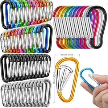100Pcs New Aluminum Alloy Carabiner Outdoor Spring Snap Clip Water Bottle Hooks Keychain Climbing Camping Hiking Quickdraws Tool