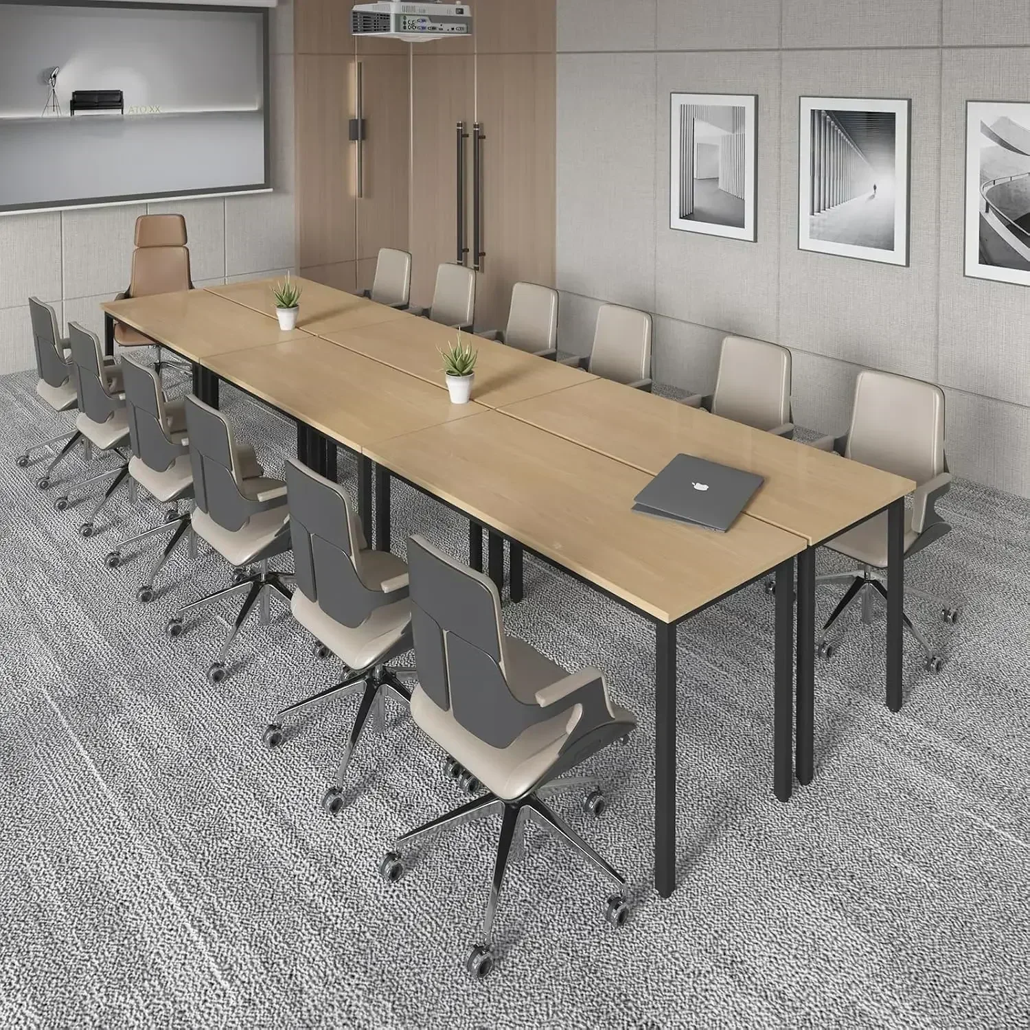 "elegant 9-foot rustic walnut conference desk for 4-8 people, ideal for meetings, studies, writing, and podcasts"