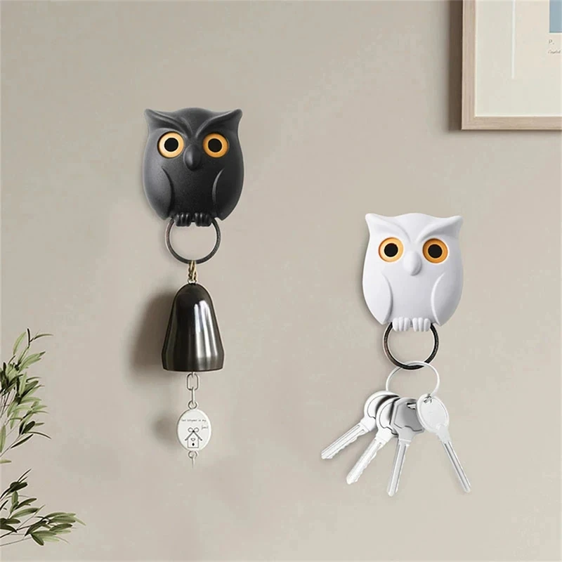 Owl Magnetic Key Hook Auto Blinking Cute Hooks No Punch Storage Hooks Kitchen Home Wall Decoration Hooks Funny Gift Room Decor 3