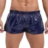 Mens Glossy Swimming Trunks Shorts Low Rise Solid Color Slim Fit Sides Slit Shorts Vacation Beach Pool Party Nightclub Costumes 3