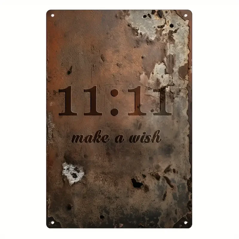 1pc Retro Metal Aluminum Sign, Make A Wish At 11:11 Tin Sign, Wall Art Decor, Vintage Garage Wall Decor, Restaurant Decoration,
