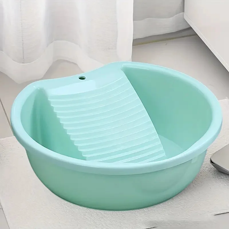 1PC Wash Basin Capable Of Hand Washing Clothes Plastic Anti-skid Wash Basin With Integrated Washing Board Suitable For Small